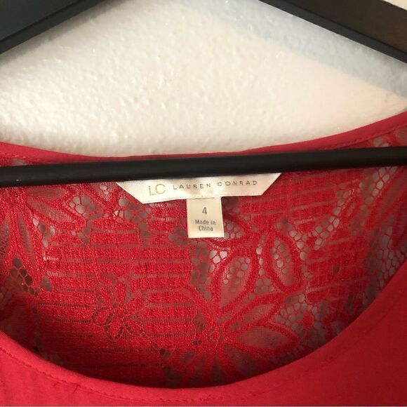 LC Lauren Conrad red sleeveless knee length lace dress - Picture 7 of 10